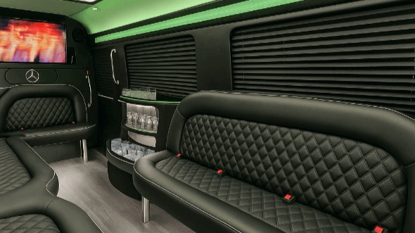 Interior of Stillwater Party Bus Company's 14 Passenger Sprinter Limousine in Stillwater
