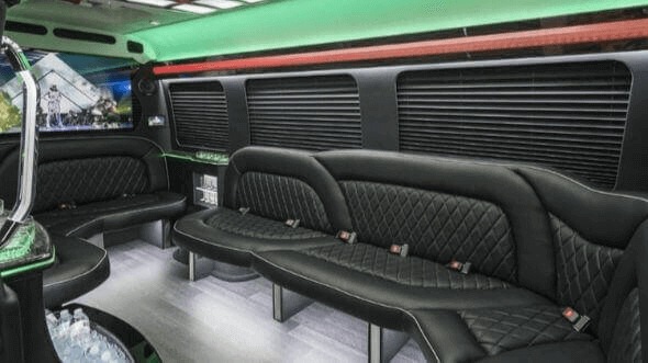 Interior of Yukon Party Bus Company's 14 Passenger Sprinter Limousine in Yukon
