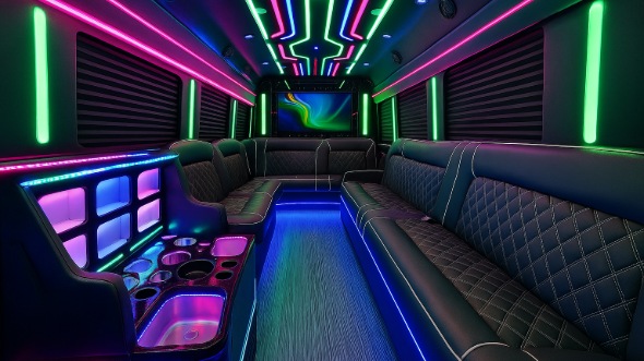 Interior of Bartlesville Party Bus Company's 20 Passenger Party Bus in Bartlesville