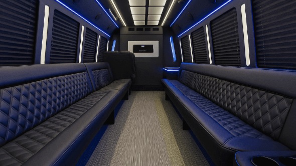 Interior of Moore Party Bus Company's 20 Passenger Party Bus in Moore
