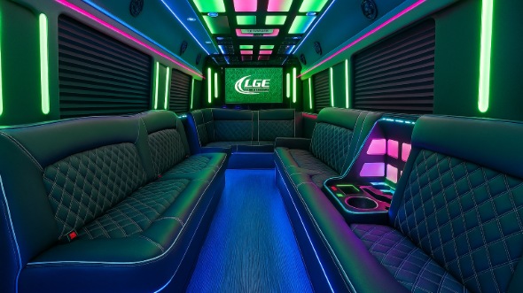 Interior of Ardmore Party Bus Company's 30 Passenger Party Bus in Ardmore