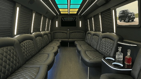 Interior of Jenks Party Bus Company's 30 Passenger Party Bus in Jenks