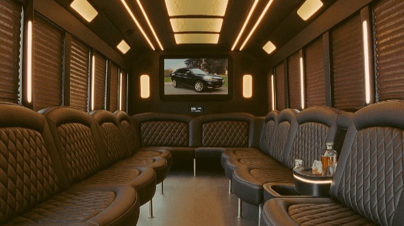 Interior of Shawnee Party Bus Company's 30 Passenger Party Bus in Shawnee
