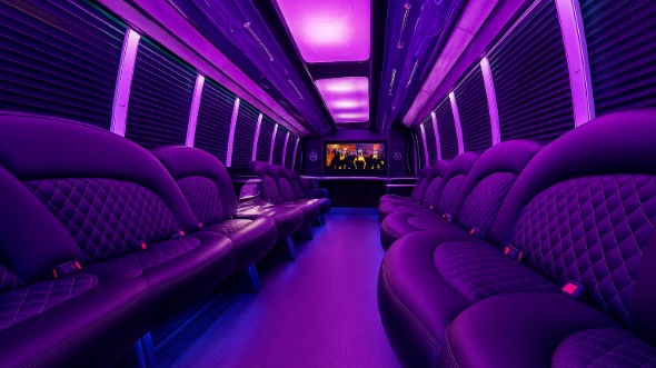Interior of Stillwater Party Bus Company's 30 Passenger Party Bus in Stillwater