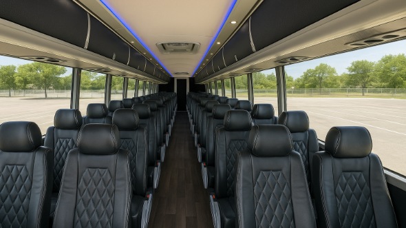 Interior of Oklahoma Party Bus Company's 40 Passenger Charter Bus in Oklahoma