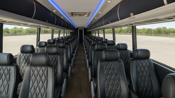 Interior of Oklahoma Party Bus Company's 45 Passenger Charter Bus in Oklahoma