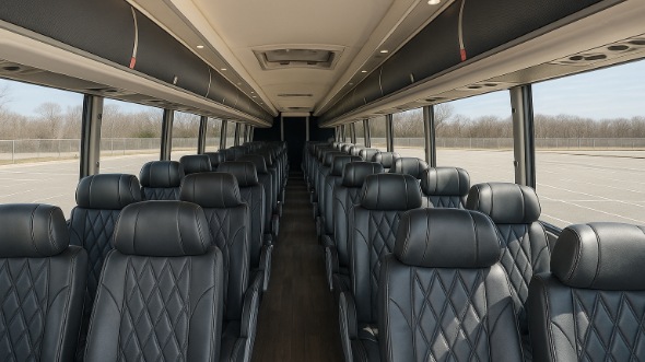 Interior of Oklahoma Party Bus Company's 51 Passenger Charter Bus in Oklahoma