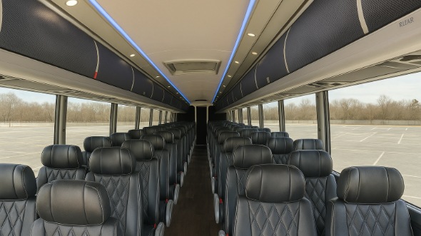 Interior of Oklahoma Party Bus Company's 54 Passenger Charter Bus in Oklahoma