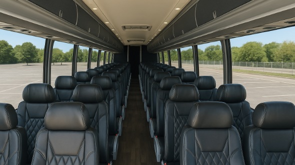 Interior of Oklahoma Party Bus Company's 56 Passenger Charter Bus in Oklahoma